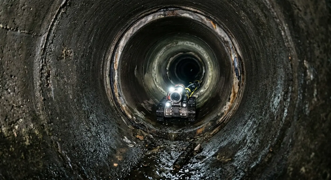 Robotic sewer camera inspecting pipe interior for Sewer Line Repair in St. Charles